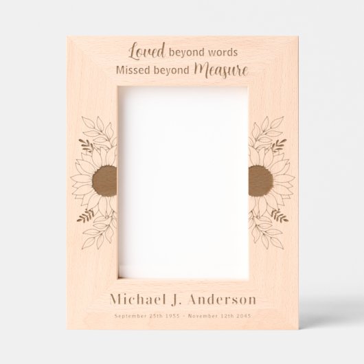 Custom Memorial Zonnebloem Bloemen Houten Afbeeldi Gegraveerde Lijstjes (Voorkant)