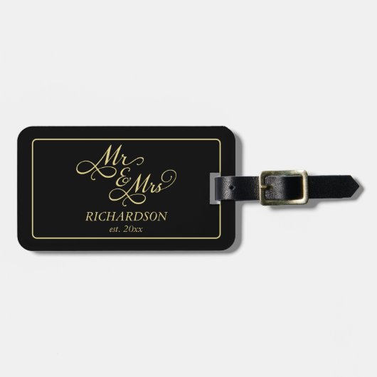 Custom meneer en mevrouw paar bagagelabel (Voorkant horizontaal)