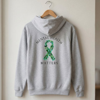 Custom Mental Health Matters Botanical Back Print Hoodie