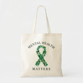 Custom Mental Health Matters Quote Green Ribbon Tote Bag (Voorkant)