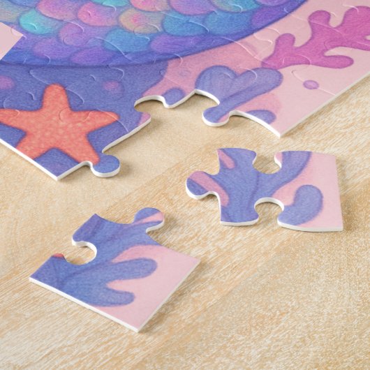 Custom Mermaid Puzzle with Name & Ocean Shells Legpuzzel (Zijkant)