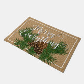 Custom Merry Alles Op Faux Burlap Cabin Deurmat (Schuin)