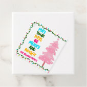 Custom Merry Bright Pink Christmas Party Bedankjes Labels (In situ)