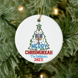 Custom Merry Chrismukkah Happy Chanoeka Keramisch Ornament
