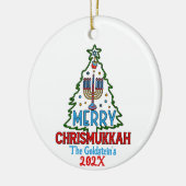 Custom Merry Chrismukkah Happy Chanoeka Keramisch Ornament (Links)