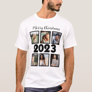 Custom Merry Christmas 2023 6 Fotocollage T-shirt