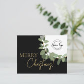 Custom Merry Christmas Company Logo Gold krans Feestdagenkaart (Staand voorkant)