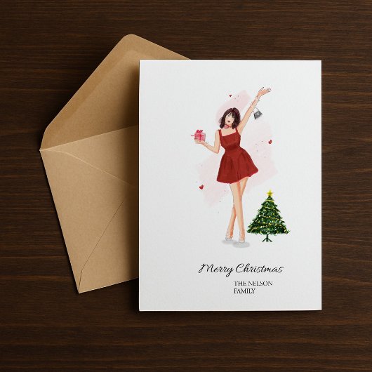 Custom Merry Christmas Cute Sketch Feestdagenkaart