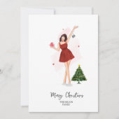 Custom Merry Christmas Cute Sketch Feestdagenkaart (Voorkant)