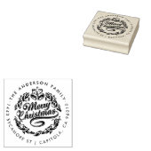 Custom Merry Christmas Familienaam Retouradres Rubberstempel (Gestempeld)