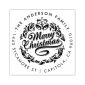 Custom Merry Christmas Familienaam Retouradres Rubberstempel (Afrduk)