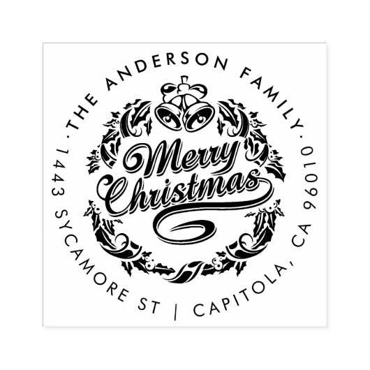 Custom Merry Christmas Familienaam Retouradres Rubberstempel (Afrduk)