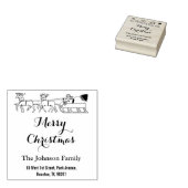 Custom Merry Christmas Familienaam Retouradres Rubberstempel (Gestempeld)
