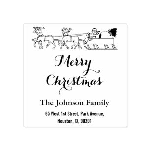 Custom Merry Christmas Familienaam Retouradres Rubberstempel