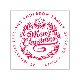 Custom Merry Christmas Familienaam Retouradres Zelfinktende Stempel