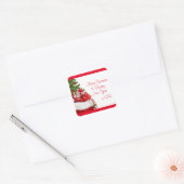 Custom Merry Christmas Gelukkig Nieuwjaar Tekst Na Vierkante Sticker (Envelop)