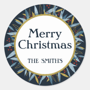 Custom Merry Christmas Golden Lijst Ronde Sticker
