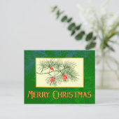 Custom Merry Christmas Green Pine Briefkaart (Staand voorkant)