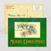 Custom Merry Christmas Green Pine Briefkaart (Voorkant / Achterkant)