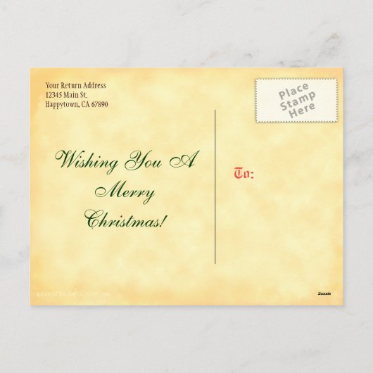 Custom Merry Christmas Green Pine Briefkaart (Achterkant)