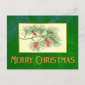 Custom Merry Christmas Green Pine Briefkaart (Voorkant)