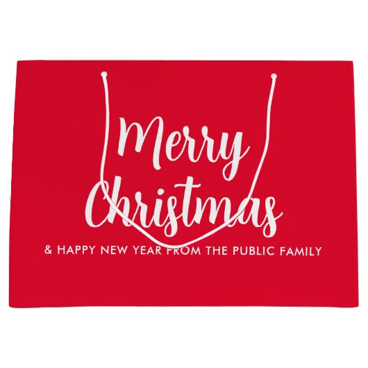 Custom Merry Christmas Happy New Year Sjabloon Groot Cadeauzakje (Voorkant)