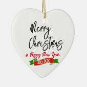 Custom Merry Christmas Heart Shaped Keramisch Ornament (Rechts)