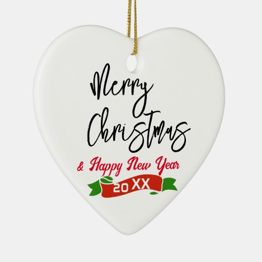 Custom Merry Christmas Heart Shaped Keramisch Ornament (Rechts)