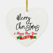 Custom Merry Christmas Heart Shaped Keramisch Ornament (Voorkant)