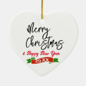 Custom Merry Christmas Heart Shaped Keramisch Ornament (Achterkant)