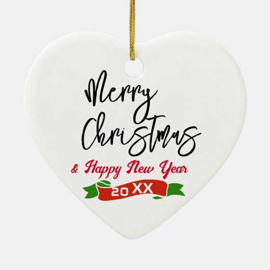 Custom Merry Christmas Heart Shaped Keramisch Ornament (Achterkant)