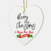 Custom Merry Christmas Heart Shaped Keramisch Ornament (Links)