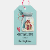 Custom Merry Christmas House in een pot Gift Label Cadeaulabel (Voorkant)