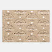 Custom Merry Christmas Kraft Monogram Echtgenote V Inpakpapier Vel (Voorkant)