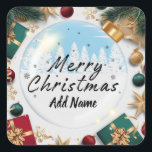 Custom Merry Christmas met Voeg Naam Sticker<br><div class="desc">Aangepaste vrolijke kerst met Naam Sticker toevoegen - geweldig voor kerstcadeaus</div>