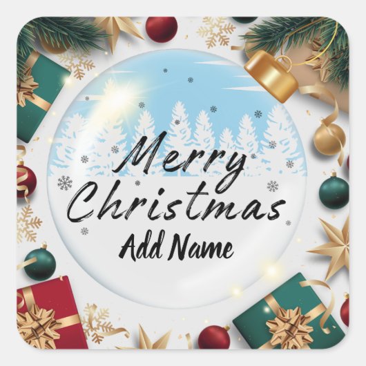 Custom Merry Christmas met Voeg Naam Sticker (Voorkant)