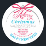 Custom Merry Christmas Modern Ornament Sticker<br><div class="desc">Schattigee moderne Merry Christmas & Happy New Year Ornament Sticker met trendy typografie.</div>