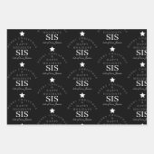 Custom Merry Christmas Monogram Sister Black Inpakpapier Vel (Voorkant 3)