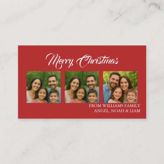 Custom Merry Christmas Photo Card Visitekaartje (Voorkant)
