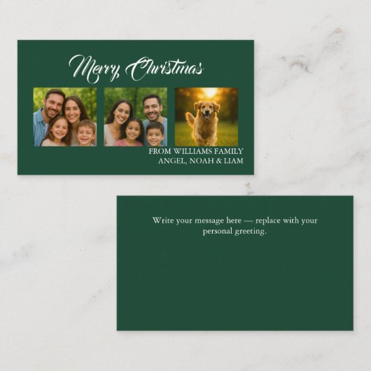 Custom Merry Christmas Photo Card Visitekaartje (Voorkant / Achterkant)