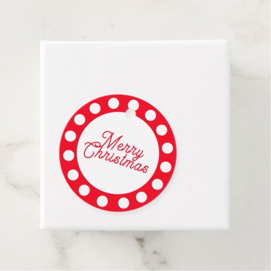 Custom Merry Christmas Red and White Dots Bedankjes Labels (In situ)