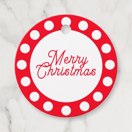 Custom Merry Christmas Red and White Dots Bedankjes Labels (Voorkant)
