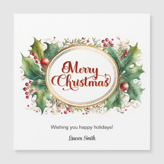 Custom Merry Christmas Script in Goud Bloemen Lijs (Voorkant)