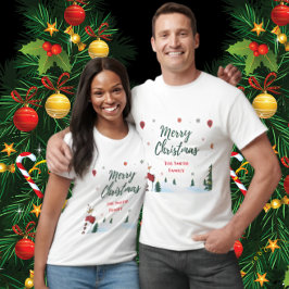 Custom Merry Christmas Snowman Familie Vakantie T-shirt