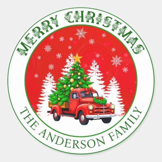 Custom Merry Christmas  truck rustiek Ronde Sticker (Voorkant)