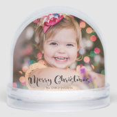 Custom Merry Christmas Typography Photo Snow Globe Sneeuwbol (Voorkant)