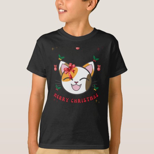 Custom Merry Christmas voeg je afbeelding toe T-shirt (Voorkant)