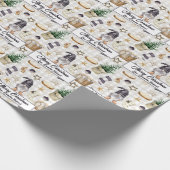 Custom Merry Christmas Waterverf Gnome Plaid Cadeaupapier (Hoek)