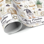 Custom Merry Christmas Waterverf Gnome Plaid Cadeaupapier (Rol Hoek)
