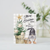 Custom Merry Christmas Waterverf Gnome Plaid Feestdagenkaart (Staand voorkant)